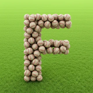 Baseballs — letter F (variant 2)