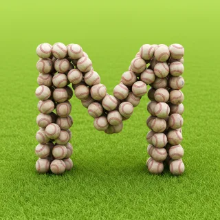 Baseballs — letter M