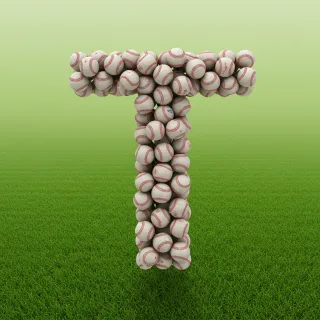 Baseballs — letter T (variant 2)