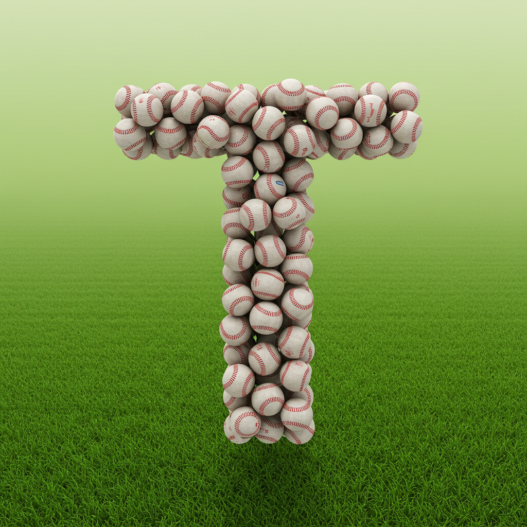 Baseballs — letter T (variant 2)