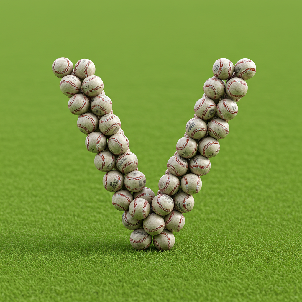 Baseballs — letter V (variant 2)