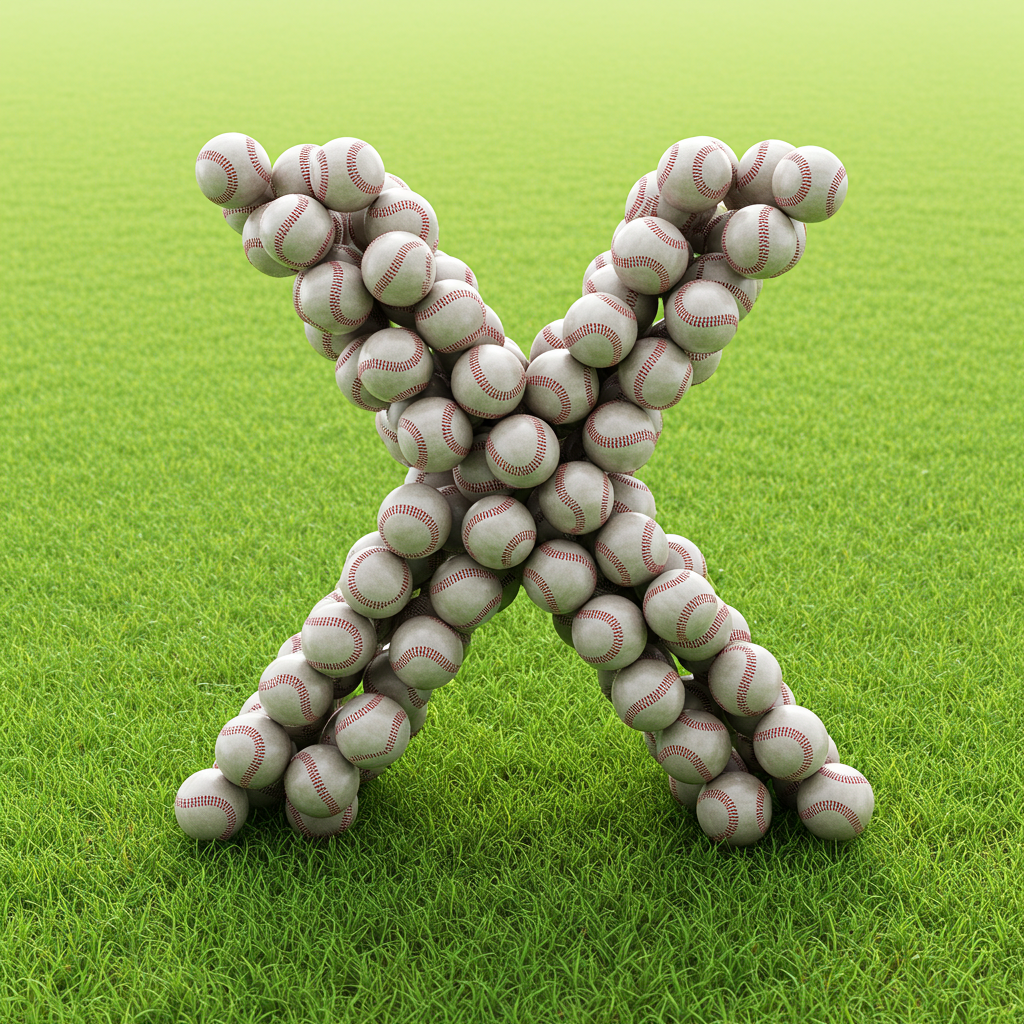 Baseballs — letter X (variant 2)