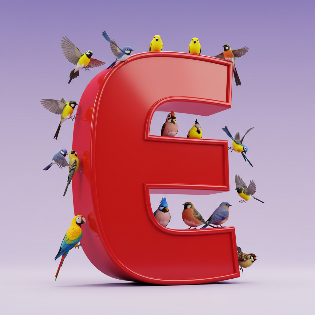 Birds — letter E (variant 2)