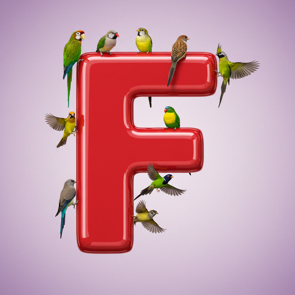 Birds — letter F (variant 2)