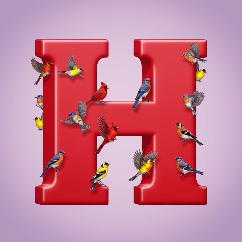 Birds — letter H (variant 2)