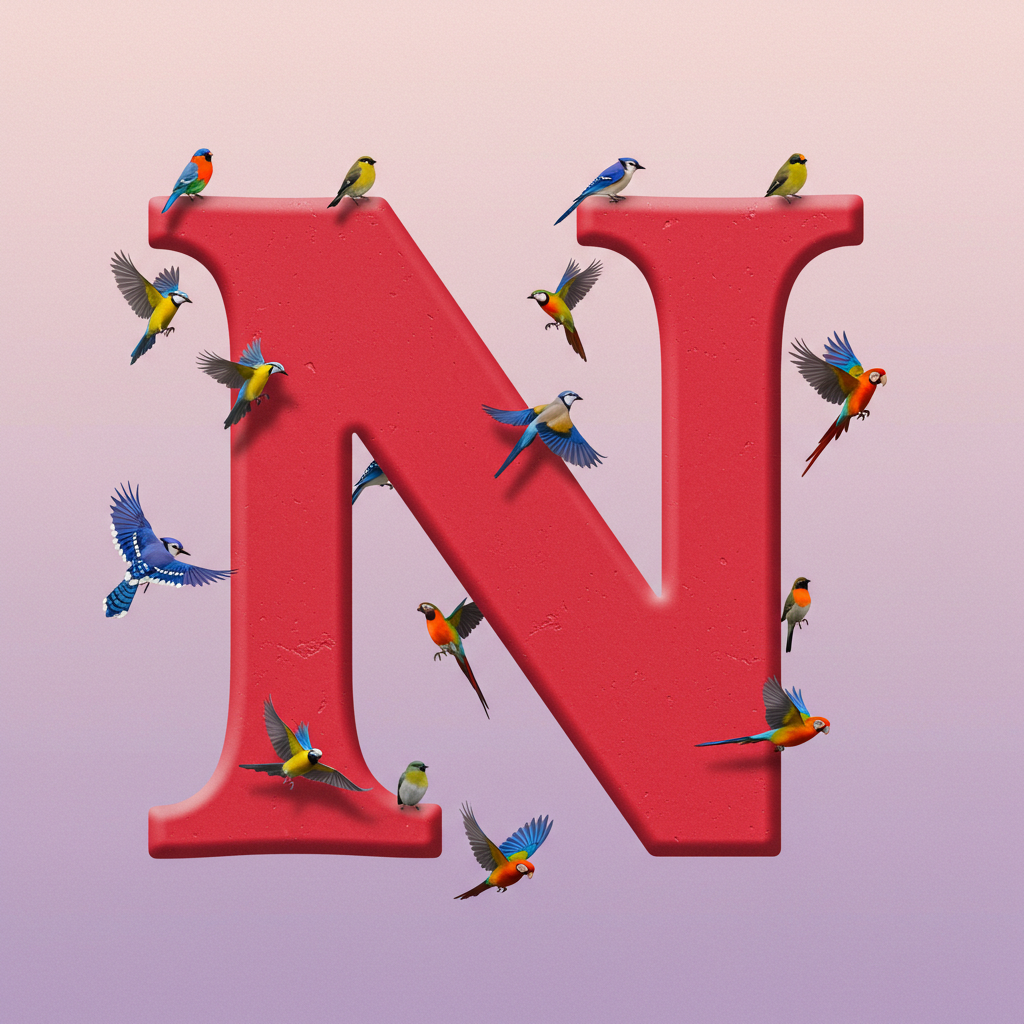 Birds — letter N (variant 2)