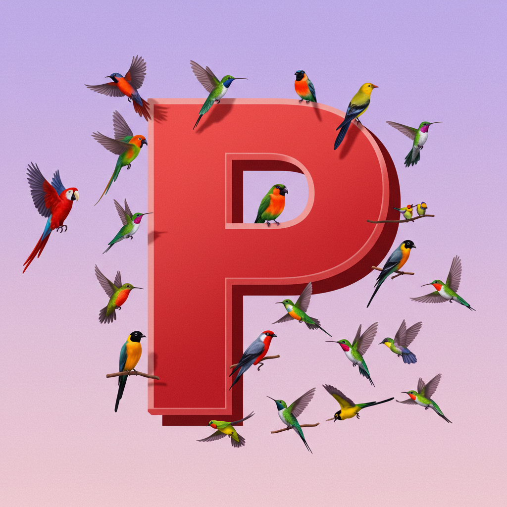 Birds — letter P (variant 2)