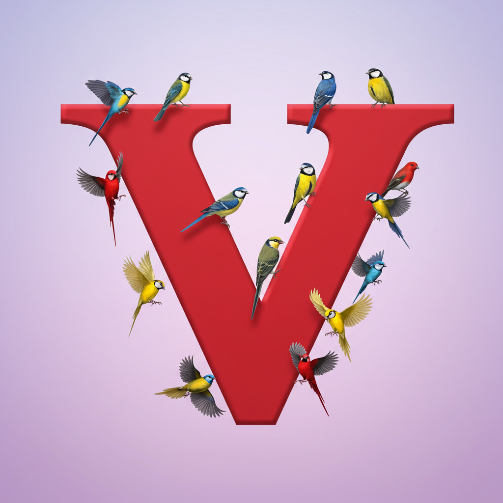 Birds — letter V (variant 2)