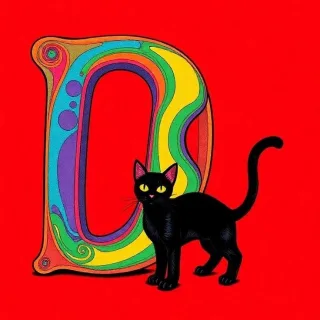 Black cat — letter D