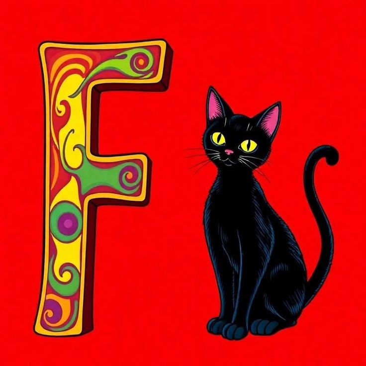 Black cat — letter F