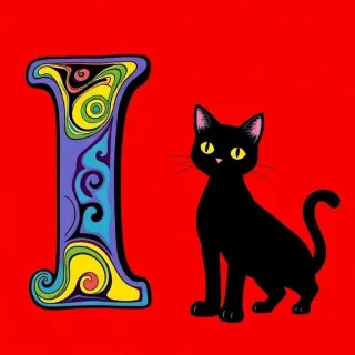 Black cat — letter I