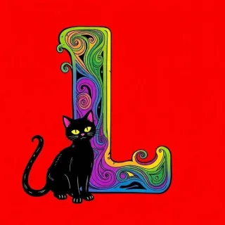 Black cat — letter L