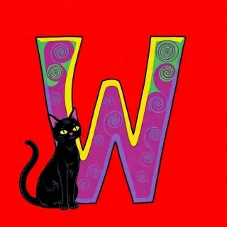Black cat — letter W