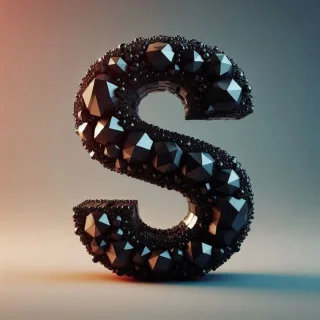 Black crystal — letter S