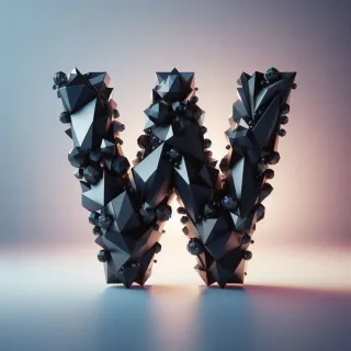 Black crystal — letter W