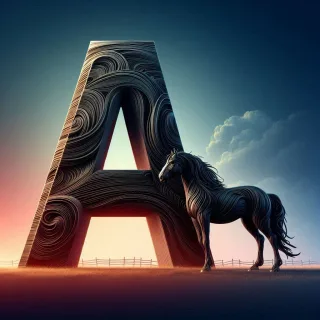 Black horse — letter A