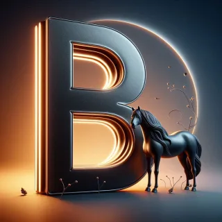 Black horse — letter B