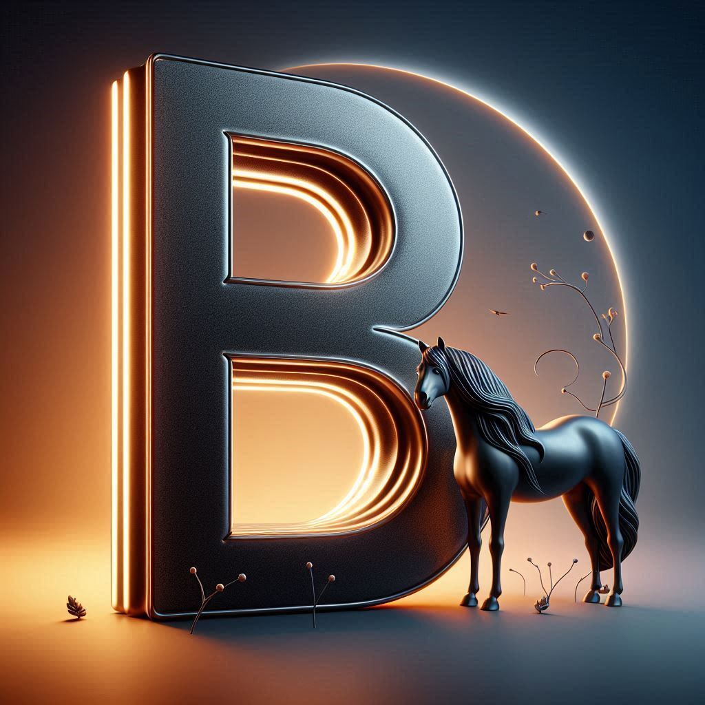 Black horse — letter B