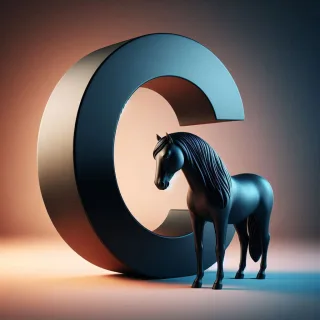 Black horse — letter C