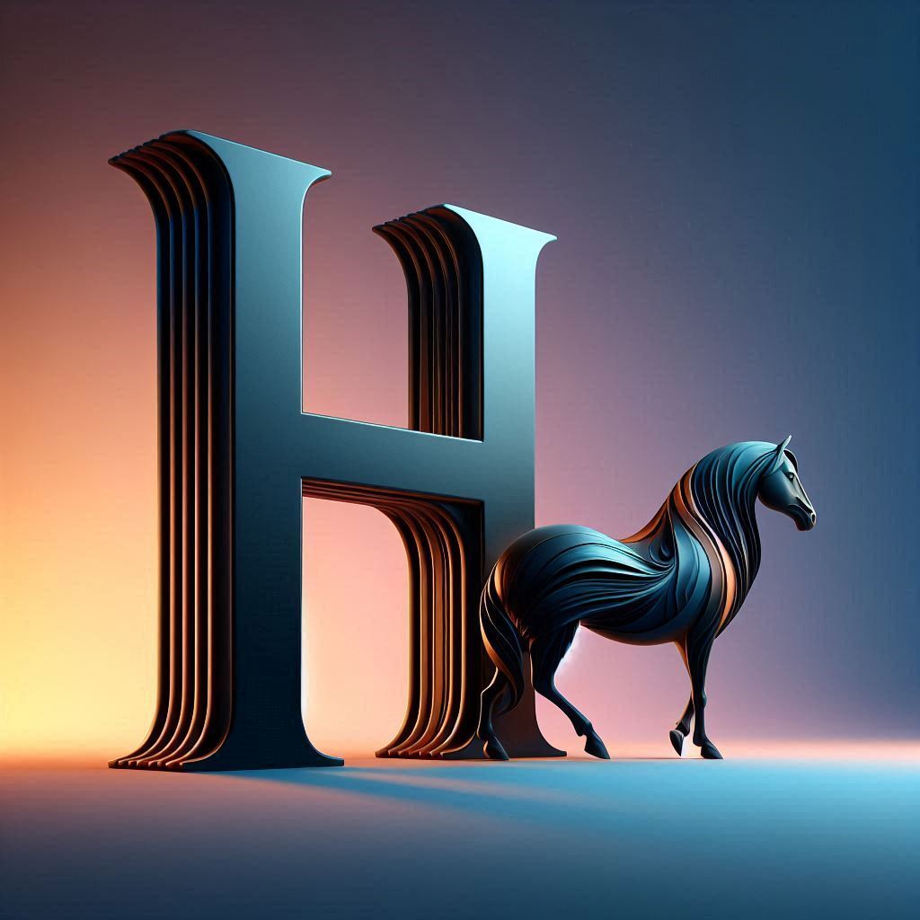 Black horse — letter H
