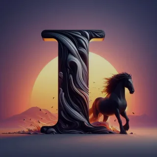Black horse — letter I