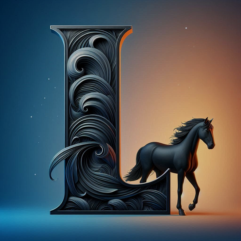 Black horse — letter L