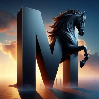 Black horse — letter M