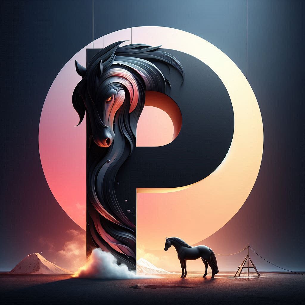 Black horse — letter P