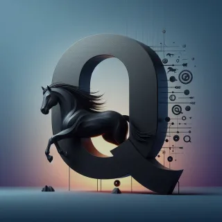 Black horse — letter Q