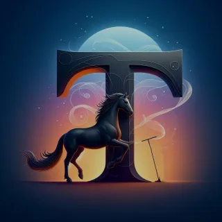 Black horse — letter T