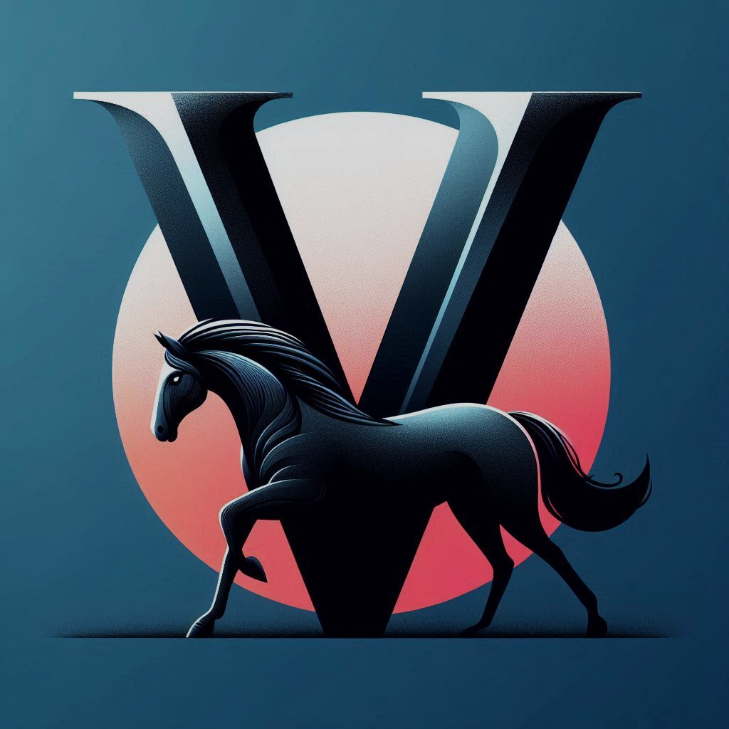 Black horse — letter V