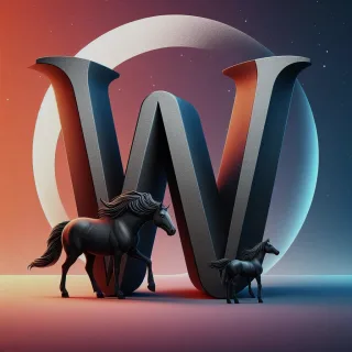 Black horse — letter W