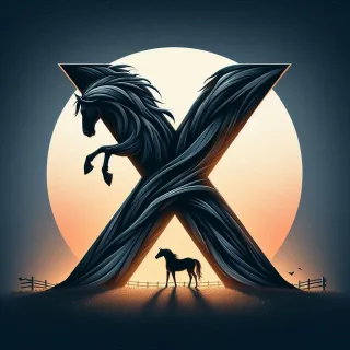 Black horse — letter X