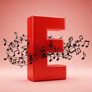 Black music notes 2 — letter E (variant 2)