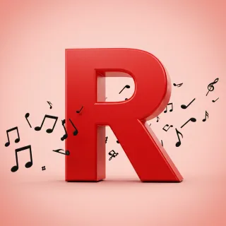 Black music notes 2 — letter R