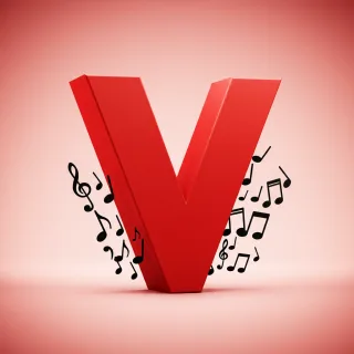 Black music notes 2 — letter V (variant 2)