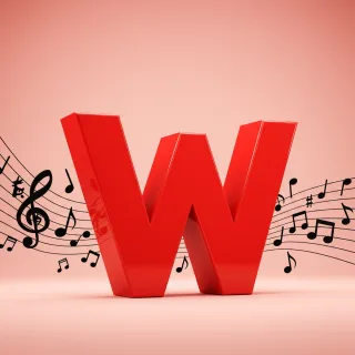 Black music notes 2 — letter W (variant 2)