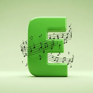 Black music notes — letter E