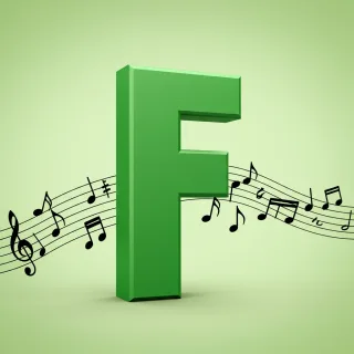 Black music notes — letter F (variant 2)