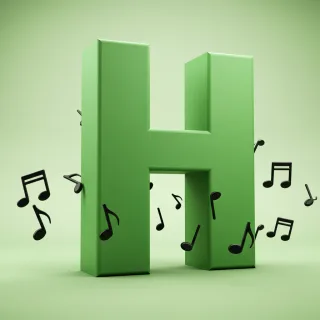 Black music notes — letter H (variant 2)