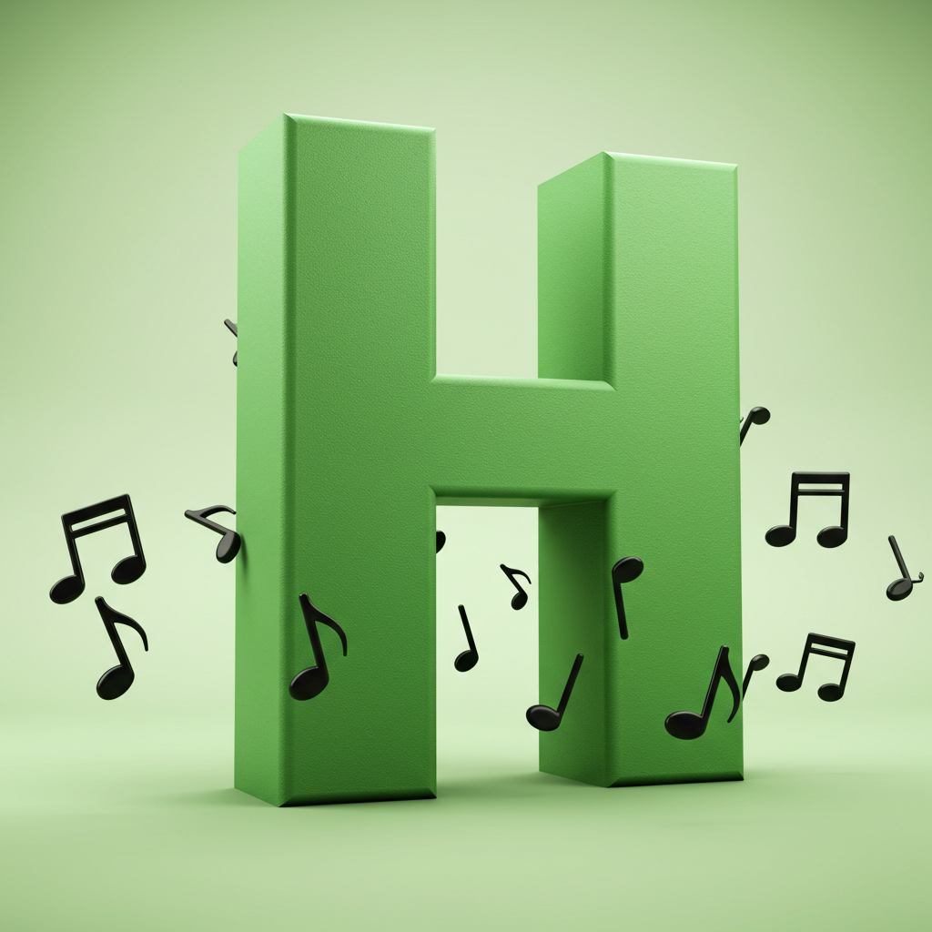 Black music notes — letter H (variant 2)