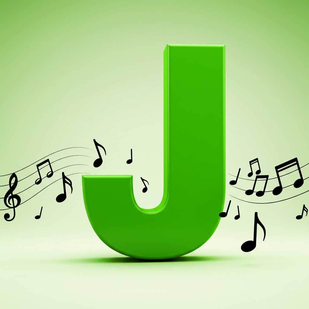Black music notes — letter J (variant 2)