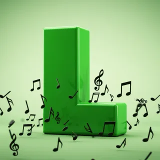 Black music notes — letter L (variant 2)