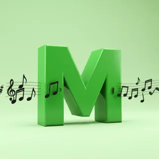 Black music notes — letter M