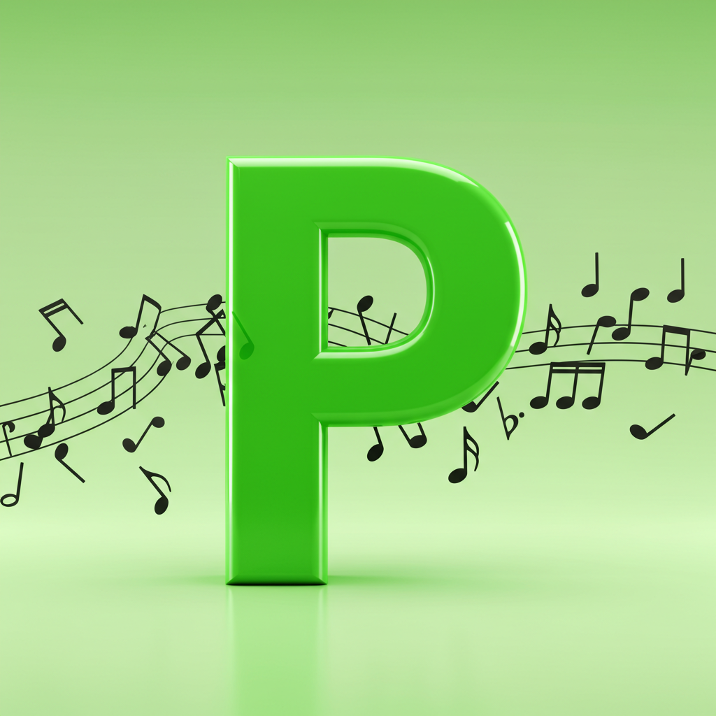 Black music notes — letter P (variant 2)