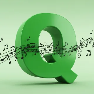Black music notes — letter Q