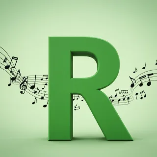 Black music notes — letter R (variant 2)