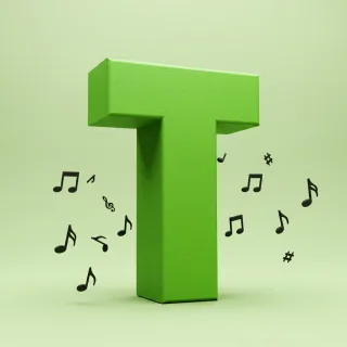 Black music notes — letter T (variant 2)
