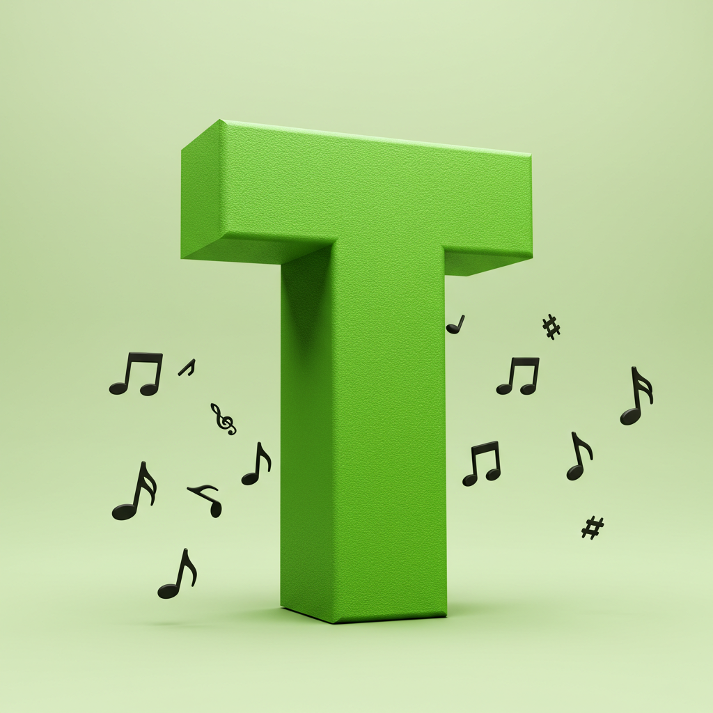 Black music notes — letter T (variant 2)
