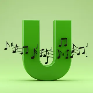 Black music notes — letter U